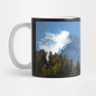 Matterhorn, autumn, trees, forest, clouds, Zermatt, Valais, Switzerland Mug